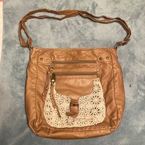 Tshirt and Jeans Tan Shoulder Purse